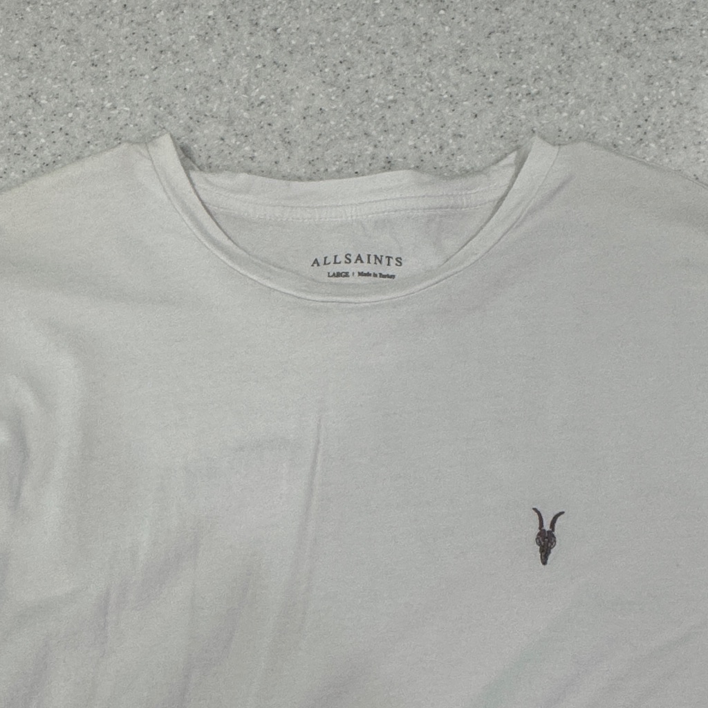 All Saints White Tee With Black Logo